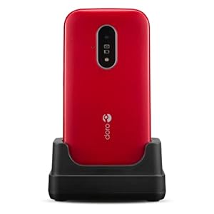 Doro – 6820 – Téléphone 4G à Clapet Débloqué pour Seniors – Touches Numériques Parlantes – Caméra – Touche d’Assistance – Socle Chargeur