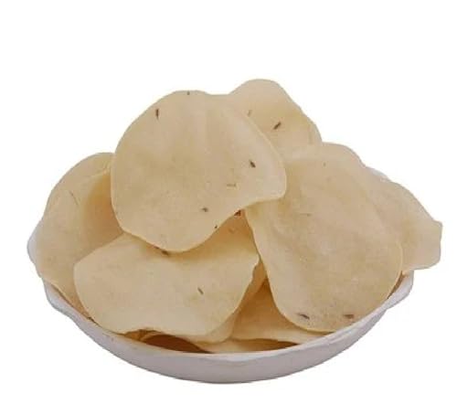 Image of Godka Fresh Rice Papad /Traditional Gujarati Khichiya Rice Papd /Ready to Roast or Fry Papad Frymus /Round shape Rice Papad with Jeera /Chawal ke Papad Fryms, 300 g