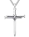 LineAve Men's Stainless Steel Nail Rope Cross Pendant Necklace