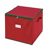 Tiny Tim Totes 83-DT5535 Red Holiday Ornament Storage Chest Holds 75 Bulbs w/Dividers, Case