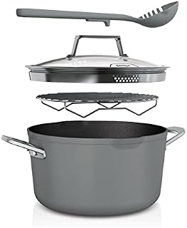 Ninja Foodi 8-in-1 PossiblePot [CW202GYUK] ZEROSTICK Technology, Integrated Roasting/Steaming Rack, Strainer, Non-Stick, Induction Compatible, Sea Salt Grey