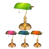Smart LED Schreibtischleuchte Bankerlampe Tischlampe altmessing Glas grün Leseleuchte, Farbwechsel,...