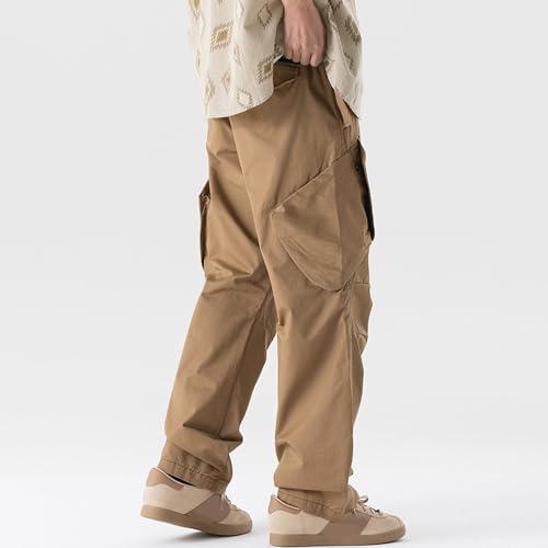 XYXIONGMAO Men's Black Loose Multi-Pocket Streetwear Cargo Pants Techwear Pleated Overalls Joggers Hip Hop Casual Sweatpants4