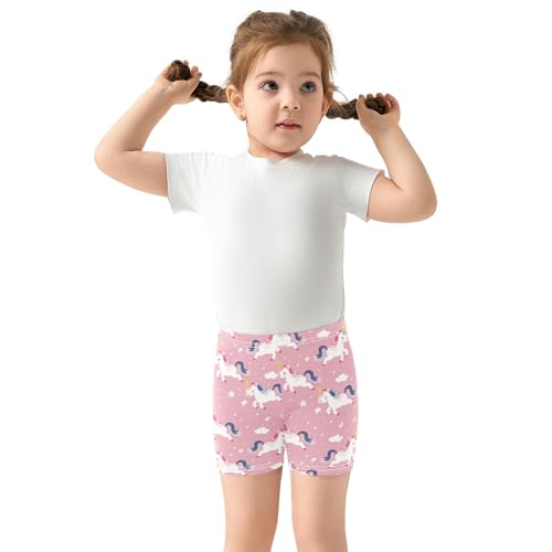 Pink Cartoon Unicorn Print Girls Shorts Elastic Waist Sports Shorts Girls Leggings Pants for 4-10 Years3