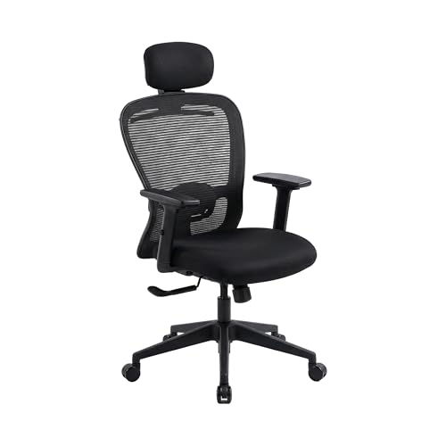 Image of Wakefit Safari Ergonomic Office Chair for Work | 3 Year Warranty | Multi-Lock Seat Slider and Recline | Soft Armrest with 3D Adjustability | Strong Nylon Base | 8+ Hours of Comfort | Black