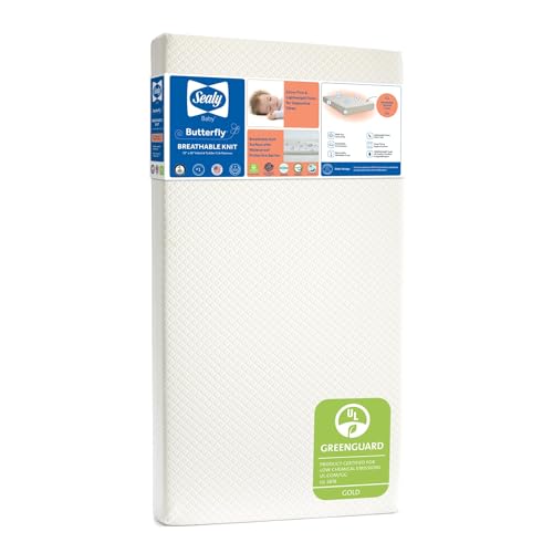 Sealy Baby Butterfly Knit Breathable Crib Mattress, GREENGUARD GOLD Certified, Made in USA, Premium Foam, Washable Easy to Clean Cover, Toddler Bed...