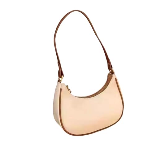 Bolsa de ombro Feminina Transversal Meia Lua Branca Pequena de ombro e de mao skaybag de festa(Branco Vivo Marrom,Meia lua)