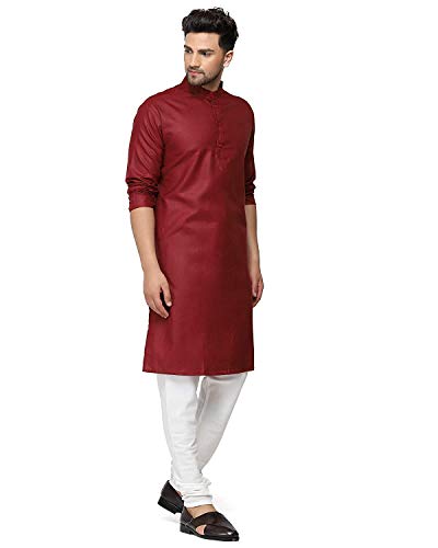 Image of Men's Cotton Blend Plain Kurta Comfortable and Stylish