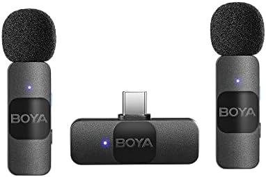 Microfone de Lapela Boya By-V20 USB C para Android 2,4GHz Preto I...