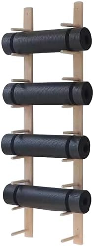 Wall Mounted Yoga Mat Storage Rack - Wooden Home Organizer & Shoe Holder for Space Saving, Perfect for Yoga Enthusiasts & Home Gym, Durable & Stylish Design