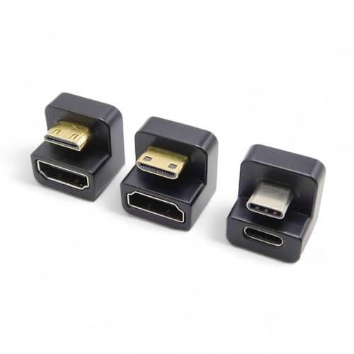 Kado Portable Monitor 180 Degree Adapter Set - Mini HDMI to HDMI 4K 60Hz U Shaped USB-C to USB-C USB 3.1 Gen 2 10Gbps 60W PD Charging Extender Converter for Laptop and Tablet (Major Combo)