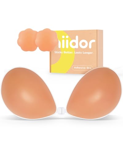 Image of Niidor Adhesive Bra Strapless Ultra Sticky Invisible Push up Silicone Bra Multiple Colors Sizes Reusable for Backless Dress