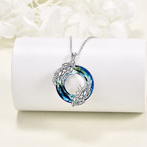 Yafeini Lobster Necklace 925 Sterling Silver Lobster Blue Crystal Lobster Pendant Lobster Jewelry Gifts For Women #TOP2