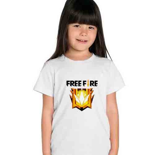blinkNshop Free Fire Tshirt White T-Shirts for Boys and Girls - FreeFire Game Lovers, Cotton Tshirt for Kids
