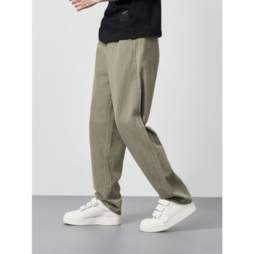 Washed Straight Leg Jeans, Mid Rise Loose Fitting Casual Pants2