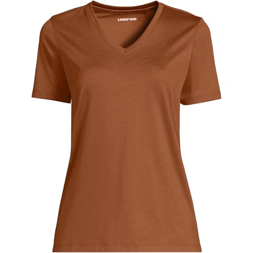 Image of Lands' End Women's Supima V-Neck T-Shirt | American-Grown Supima Cotton, Relaxed Fit, Straight Hem, Tagless, Layering, Petite and Plus Sizes