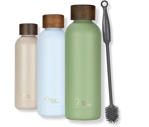 Milu Termo Botella de Agua 750ml - Acero Inoxidable Mantiene 24H Frio / 12H Calor - Aislamiento de Vacío de Doble Pared - Libre BPA - incl. cepillo de limpieza (Olive Green, 750ml)