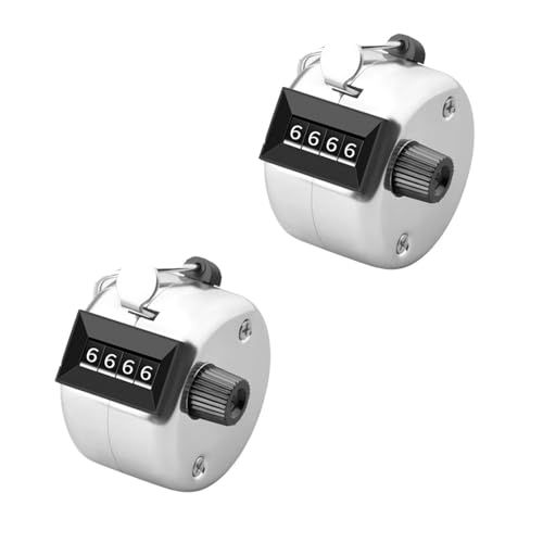 Heting-YQ 2Pcs Compteurs Manuels Mini Compteur de Comptage à Main en Métal Compteur de Clic à 4 Chiffres pour Sport Entraîneur École Golf