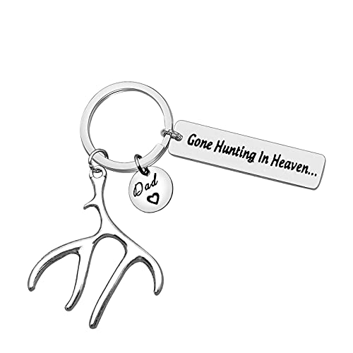 Xiahuyu Loss of Dad Memorial Keychain Gifts Gone Hunting in Heaven Keychain In Memory of Dad Gift Loss of Father Sympathy Gift Remembrance Memorial Gifts for Loss of Father