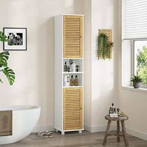 Colonne SDB Bambou 190 cm 2 portes persiennes FORABAMB