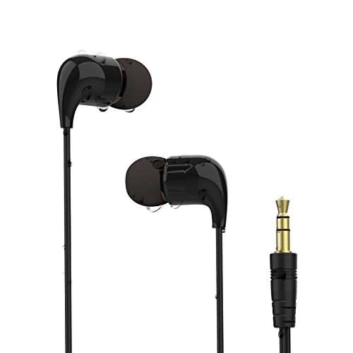 SWMIUSK ショートコード 防水イヤホン 水泳用 簡単にフリップして外れにくい 有線 3.5mmジャック コード長 15インチ 水中ヘッドフォン ダイビング/シュノーケリング/シャワー/ランニング用 (ブラック)