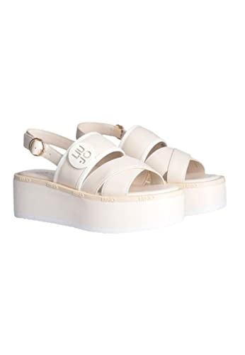  Scarpe Liu Jo da Donna, Modello Sandali con Zeppa SA3101P0102, Realizzate in Pelle Sintetica. Bianco