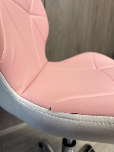 Image of Amazon Brand - Umi Home Swivel Height-Adjustable Faux Leather Office Computer Study Desk Chair for Salon, Spa in Light Pink Leather & White Color