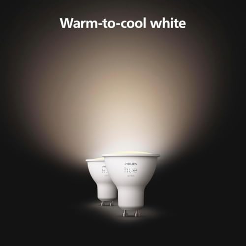 Image of PHILIPS Hue Smart 60W GU10 LED Bulb, White Light, 2 Pack, 450LM, Indoor Light Bulbs, Control with Hue App, Compatible with Alexa, Google Assistant and Apple HomeKit