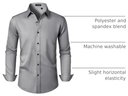 Men's Dress Shirts Long Sleeve Stretch Wrinkle Free Wedding Formal Business Button Down Shirt - Image 5