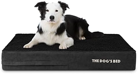 The Dog’s Bed Orthopedic Memory Foam Dog Bed, Large Black Plush 40×25, Pain Relief for Arthritis, Hip & Elbow Dysplasia, Post Surgery, Lameness, Supportive, Calming, Waterproof Washable Cover