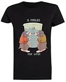 Two Moles per Liter Funny Camiseta Negra De Manga Corta para Mujer