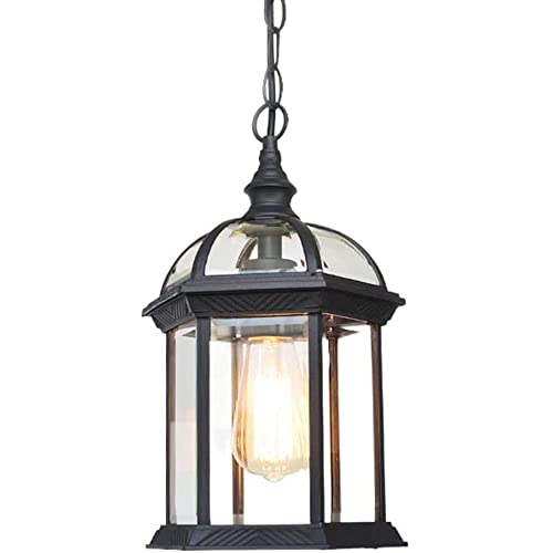 XDPLNE Lámpara Colgante Vintage para Exteriores en Color Negro Arena, 1 luz, lámpara Colgante Exterior para Porche, Patio, Entrada, Estilo rústico, lámpara Colgante Impermeable