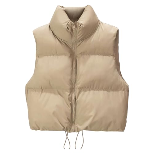 Image of Women's Short Puffer Gilet Warm Padded Winter Casual Outerwear