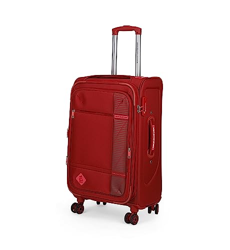 Image of POLO CLUB - USA Flight Nylon Soft Sided 8 Wheeler Spinner Suitcase /Luggage Set /Travel Bag /Set of 3 Trolley Bag (Large- 75 Cm, Medium- 65 Cm, Small- 55 Cm) - Maroon