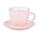 HOMLA Ellie Minimalistische Tasse mit Untertasse - Kaffeetasse Teetasse Kaffee und Tee und Kaffee Becher Set - Rosa mit Goldener Verzierung aus Porzellan 230 ml