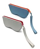 JAVOedge (2 PACK) Premium Smooth Silicone Medium Size Zipper Closure Eyeglass Case Fits Most Glasses for Men and Women