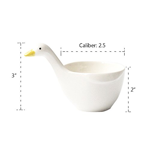 Wait Fly 4Pcs Cute Duck Shape Ceramic Dessert Bowls/Seasoning Dishes/Dipping Bowls/Ketchup Saucer/Tea Bag Holders For Salad Pudding Yogurt Best For Home Kitchen #TOP2