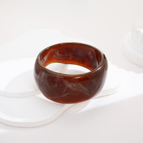 WOWORAMA Colorful Resin Acrylic Bangle Bracelets for Women Geometric Chunky Mottled Acetate Resin Bangles Wide Acrylic Plastic Bracelets Statement Jewelry