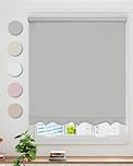 Emma Barclay Scalloped Roller Blind - Child Safe Blind with Adjustable Cord and Scalloped Edge Detailing in Grey - Width 120 x Drop 165cm