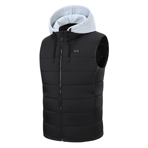 KVOTUU Heated Vest for Men Women Quilted Hooded Vests Rechargeable Electric Heating Jacket Lightweight Zip Up Puffer Vest Grey