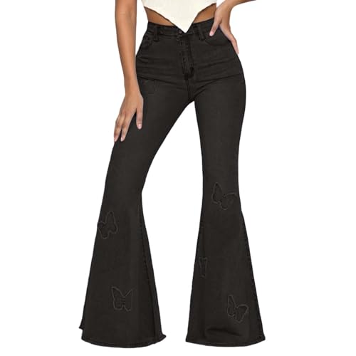 Jean slim décontracté à jambes larges évasées extensibles pantalon denim