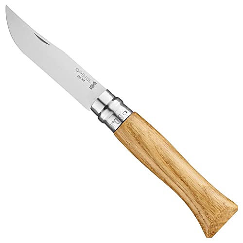 OPINEL   Caja N°9 Navaja de Bolsillo   Hoja de Acero Inoxidable   Mango de Roble   Comodidad de Corte, Uso Diario   Anillo de Seguridad Virobloc   Fabricación Francesa