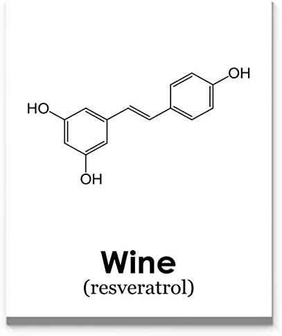 Wine Resveratrol Molecule Wall Art 11"x14" Unframed Art Print Poster Black on White for Bar, Woman Cave, Restaurant or Kitchen Décor. Ideal For Sommelier or Wine Lover