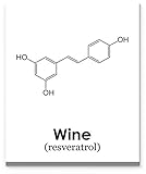 Wine Resveratrol Molecule Wall Art 11"x14" Unframed Art Print Poster Black on White for Bar, Woman C