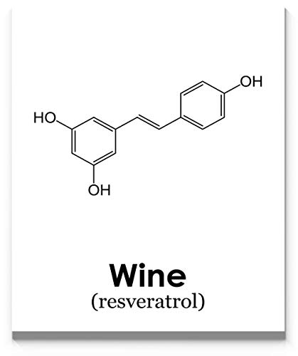 Wine Resveratrol Molecule Wall Art 11"X14" Unframed Art Print Poster Black On White For Bar, Woman Cave, Restaurant Or Kitchen Décor. Ideal For Sommelier Or Wine Lover #TOP2