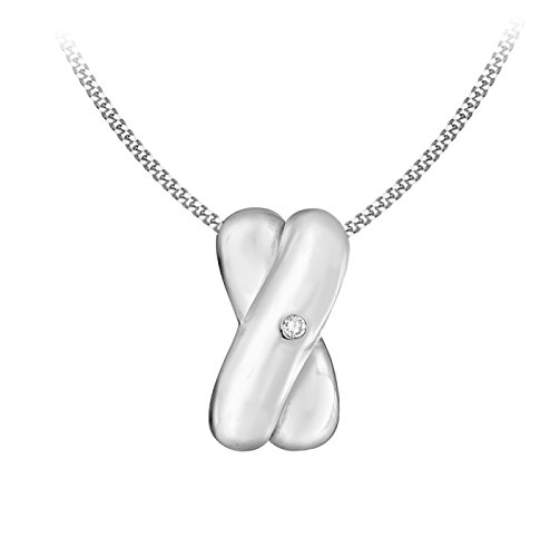 Cadena de plata con colgante Tuscany Silver para mujer con diamante de 46 cm