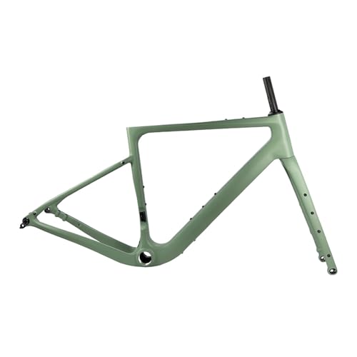 Carbon Frame G40 160/180 Flat Mount Disc Brake 700C*50C Threaded Hidden Cable Bicycle Frameset Road Bike(Green,S)