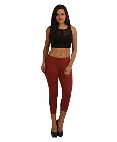 Image of Frenchtrendz Women's Cotton Spandex Stretchable Mid Rise Slim Fit Legging Capris (XS-4XL)
