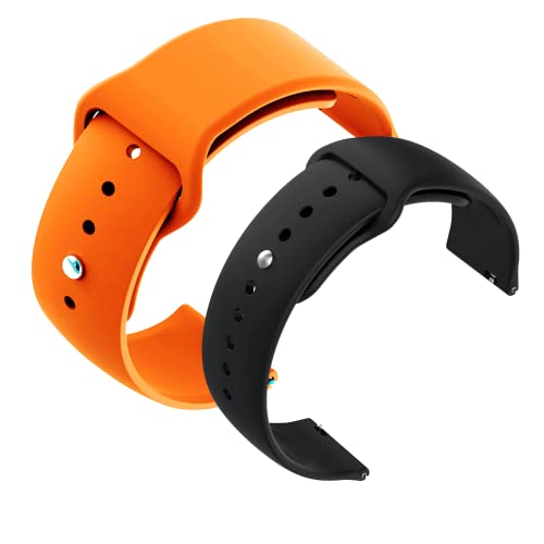 Image of YODI New Accessories Silicone 22MM Strap Belt Band for Smart Watch (Set of 2 Color) Combo Pack (Smart Watch NOT Included) (Orange-Black)