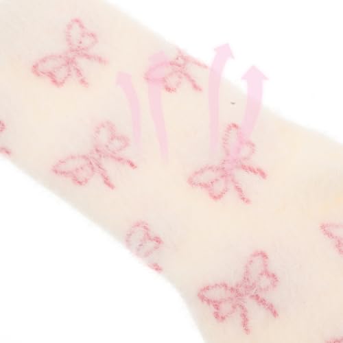 LIFKOME Fuzzy Socks for Women Fluffy Comfy Cozy Socks with Bow Pattern Winter Warm Home Socks Cozy Sleeping Socks4